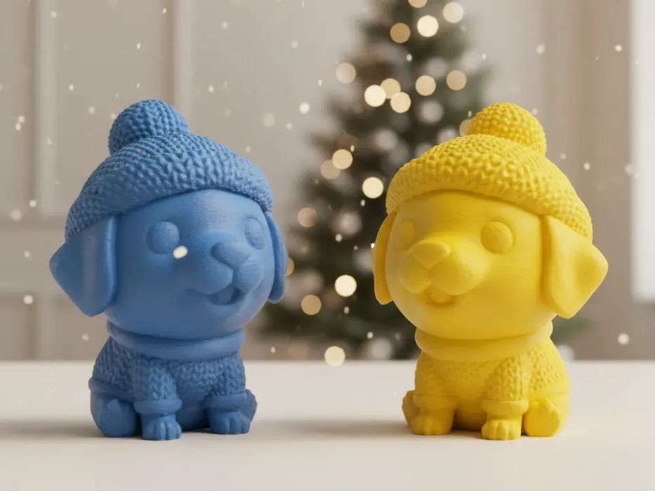 Cãozinho de Natal Tricotado (Chibi Dog)