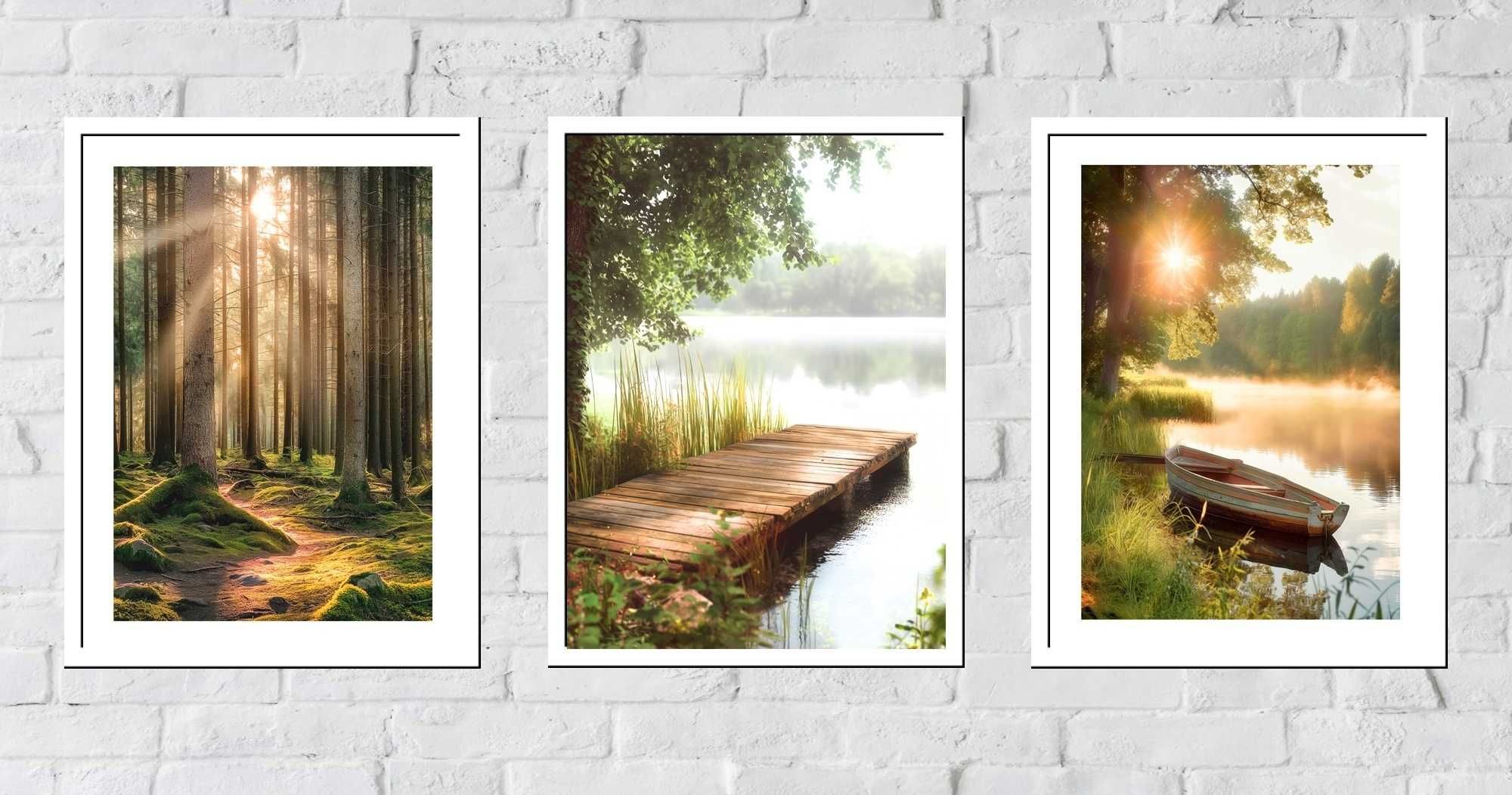 50x40 obrazy w ramie plakaty ramka ŁĄKA MOST TRAWA SALON NATURA BOHO