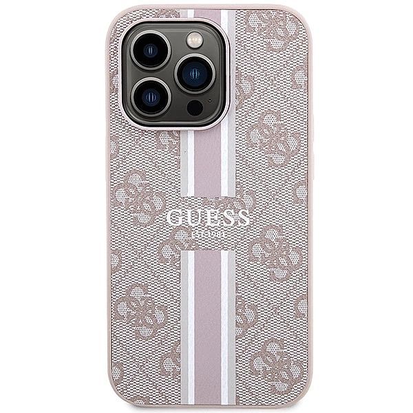 Etui Guess 4g Printed Stripes MagSafe na iPhone 15 Pro Max - różowe