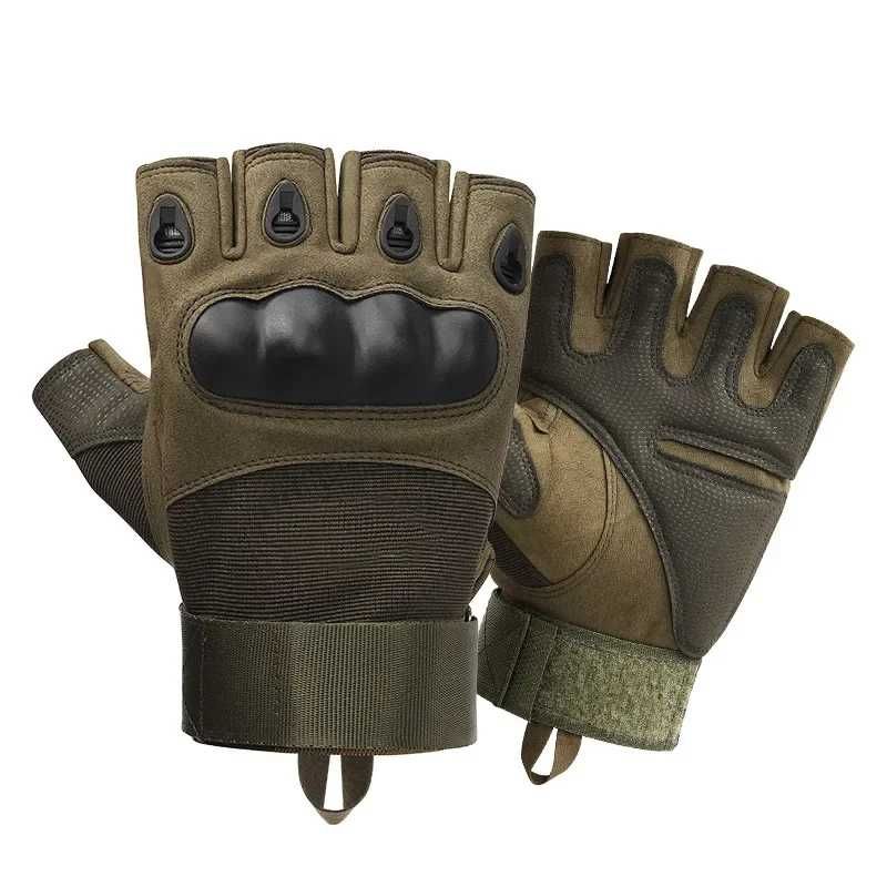 Беспальные тактические перчатки зеленого цвета (размер М)