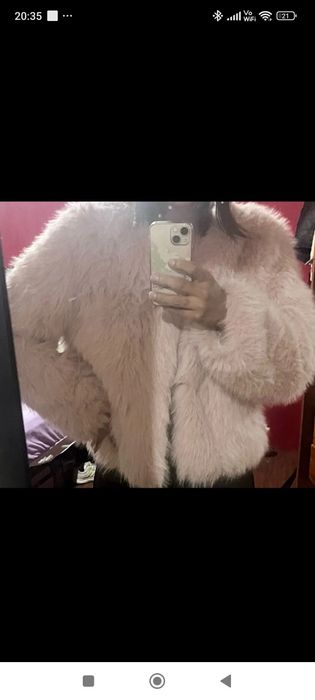 Hit krótkie futerko crop miś futrzak  beż  L. 38/40