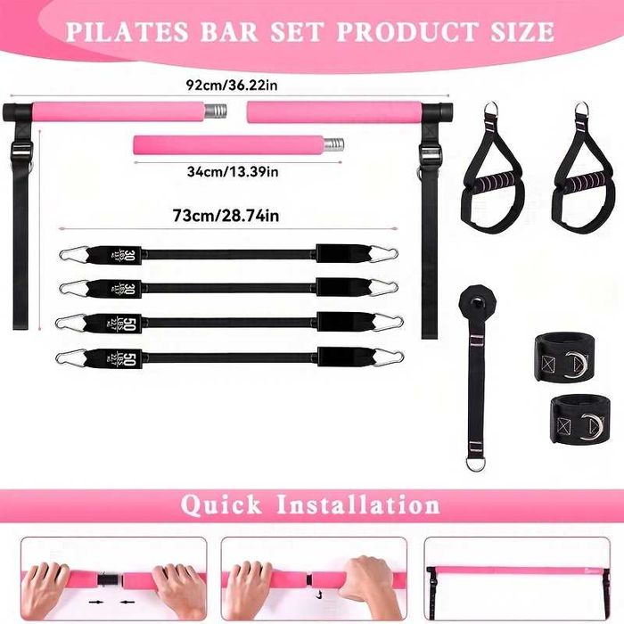 14 pçs bastão de Pilates com cinta de resistência, puxador multifuncio