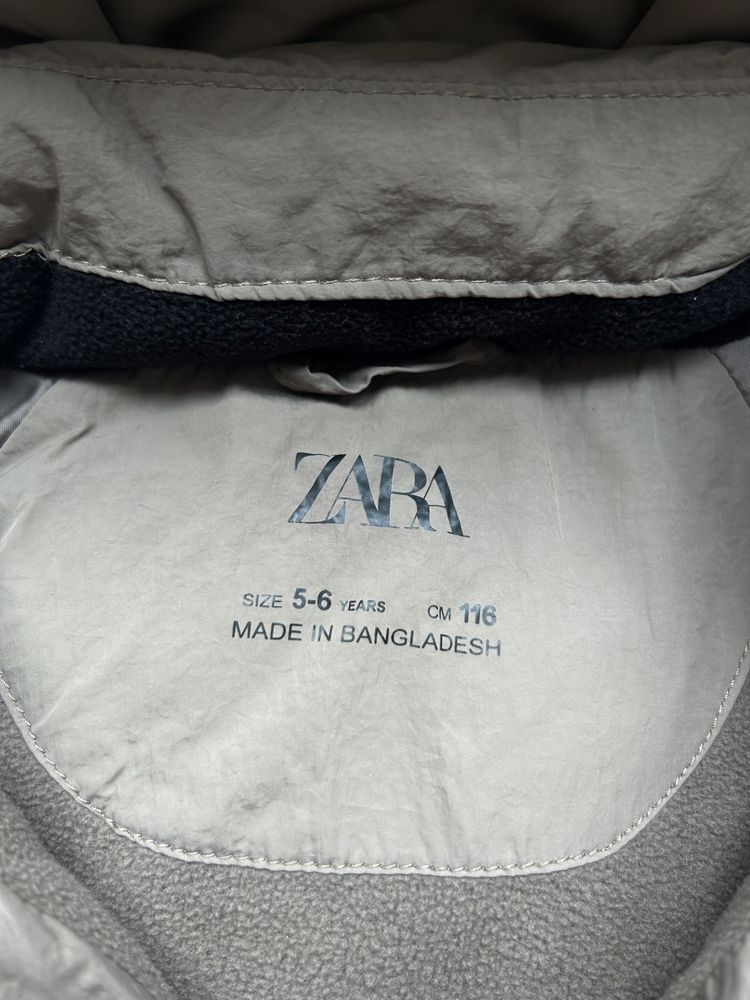 ZARA kurtka zimowa water repellnt unisex szaro-beżowa 116cm