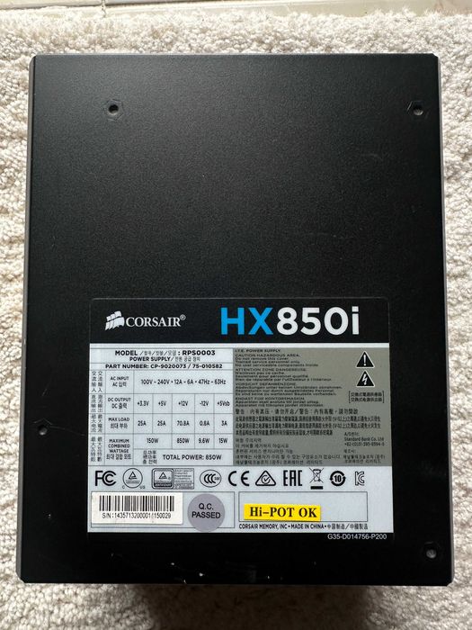 Corsair HX850i - Fonte Full modular para PC com 850W de potência USADA