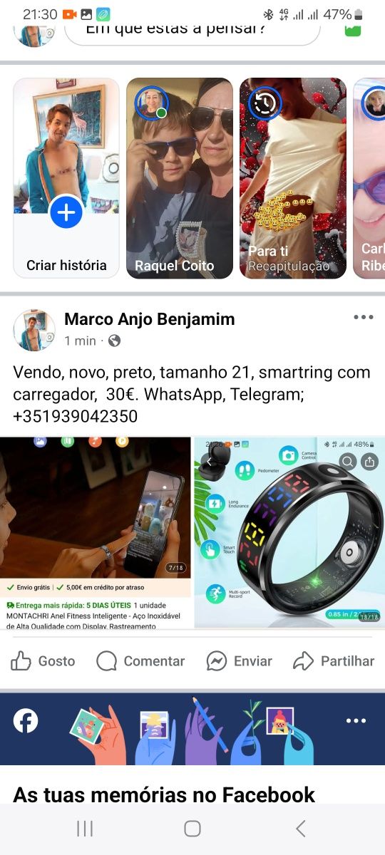 2 Smartrings, control android e fitness, música, etc...
