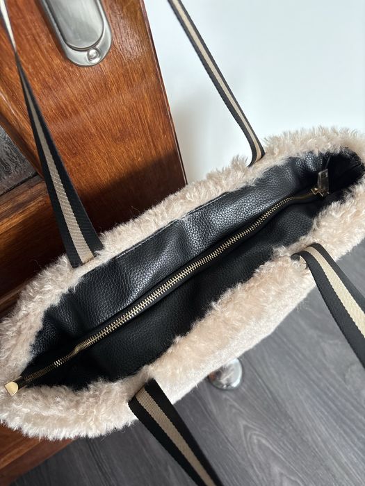 Torba shopper misiu pluszowa brudny róż beż