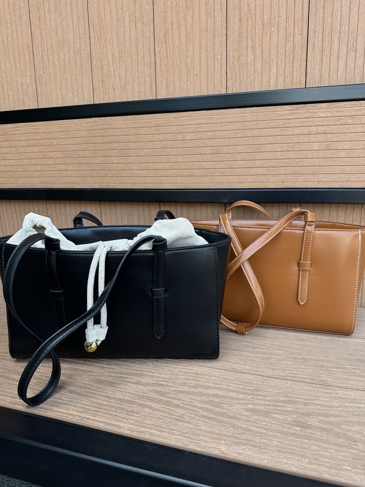 Сумка Zara, жіноча сумка, коричнева сумка, чорна сумка