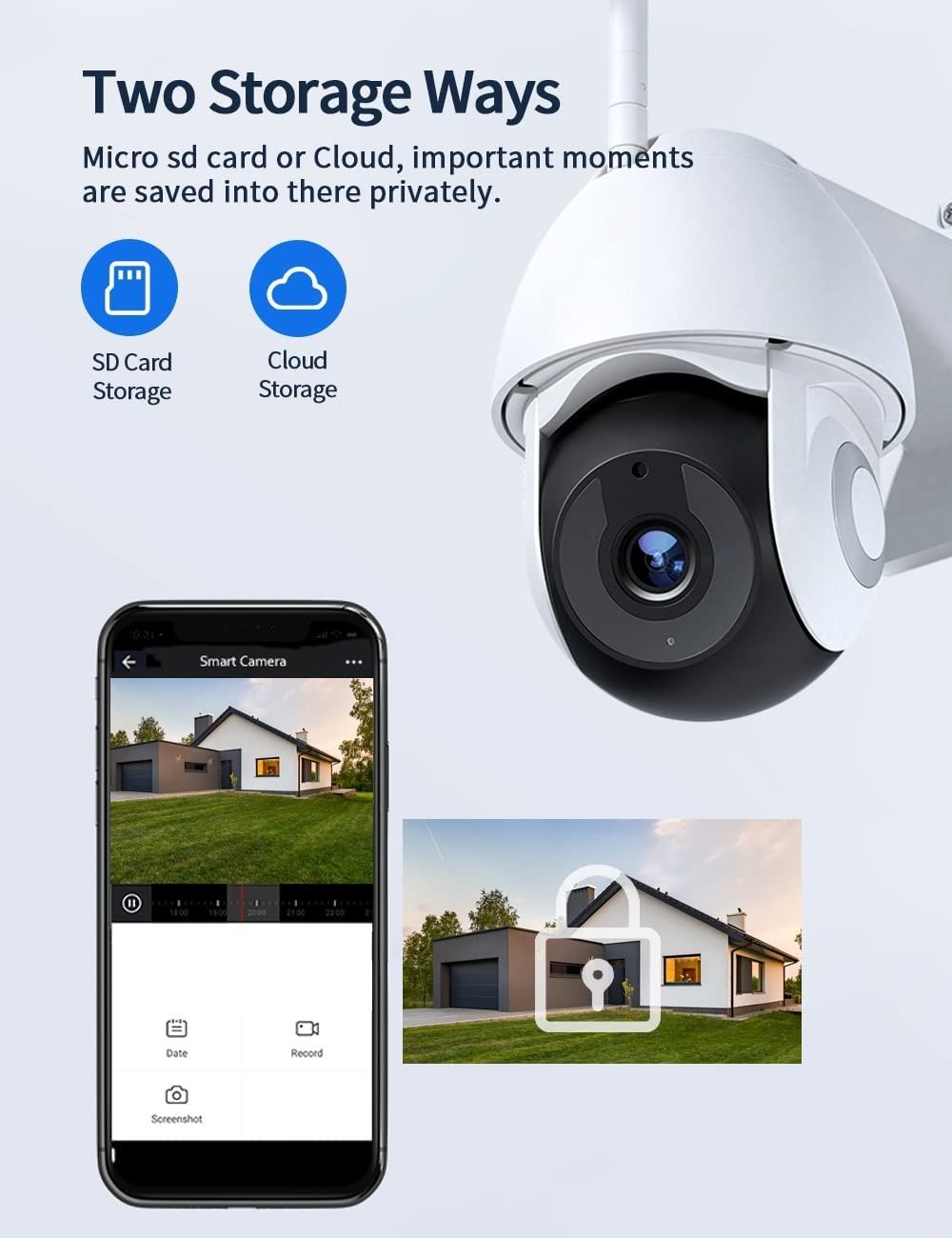 Câmera rotativa exterior 1080P WiFi Tuya App