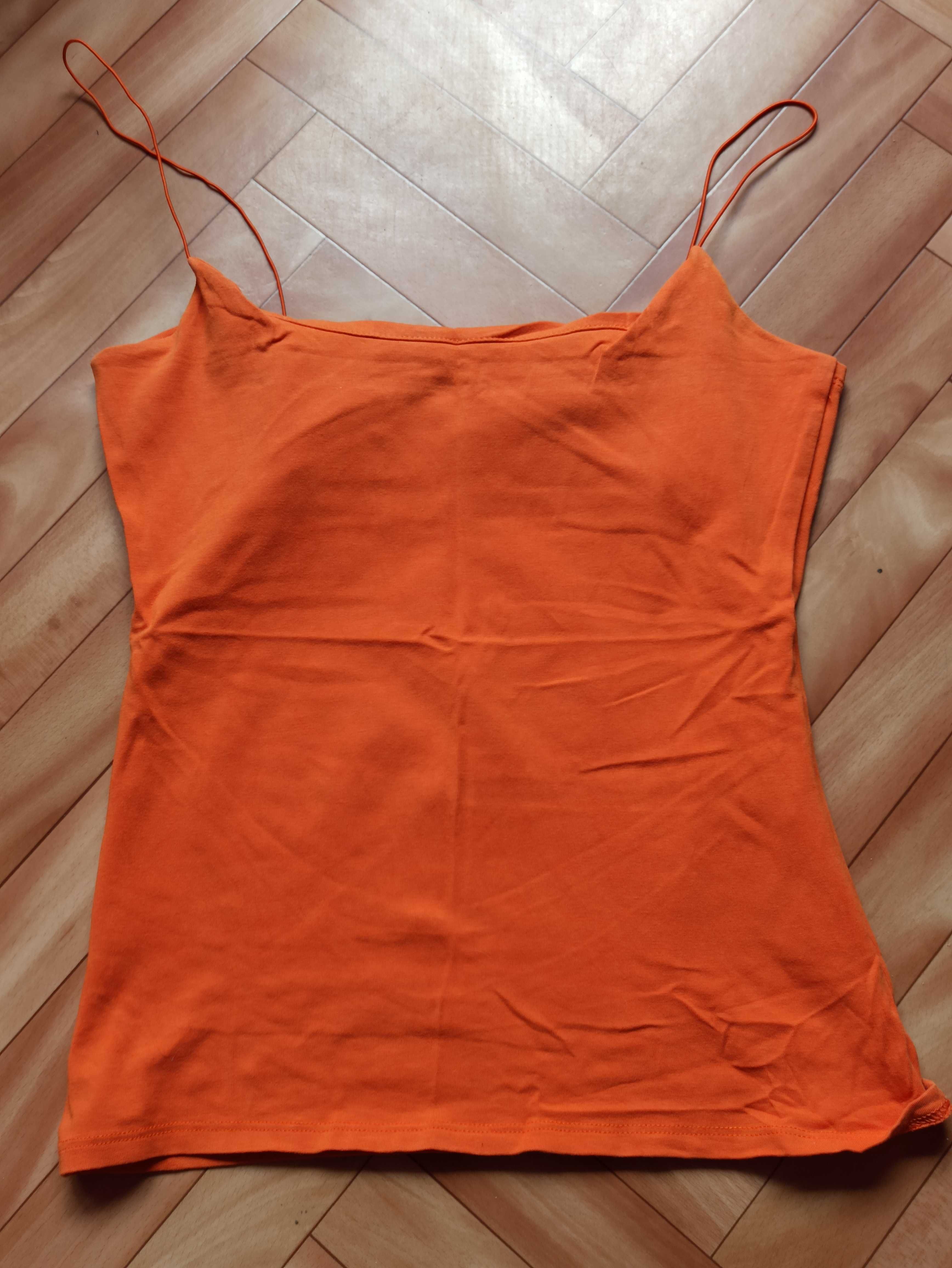 Pomarańczowy top t-shirt koszulka na szelkach rozmiar S Camaieu