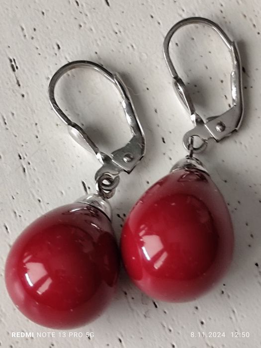 Złote kolczyki - białe złoto 585