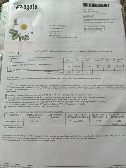 Sofa dwuosobowa MONDO z funkcją spania Agata Meble