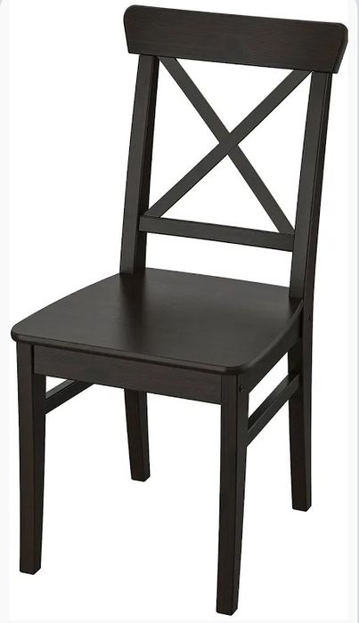 Ikea Ingolf krzeslo z oparciem brązowoczarne lite drewno 2 sztuki