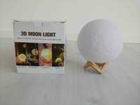 LUA 3D 24cm, Luz de presença, sem caixa, com suporte