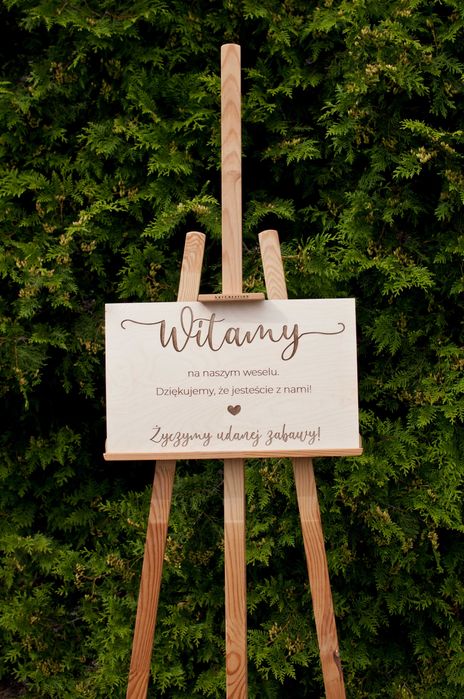 Drewniana grawerowana tablica powitalna, ślub, wesele, Witamy gości