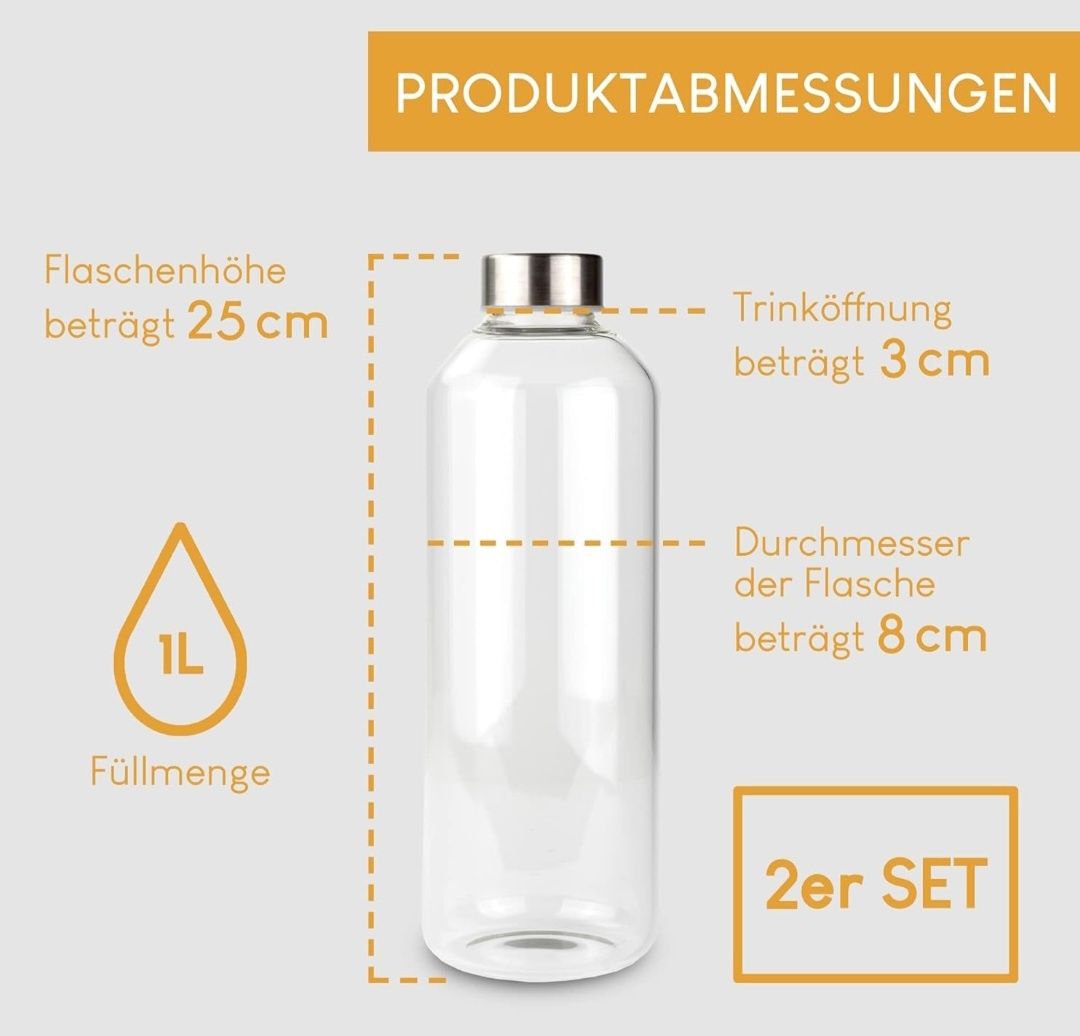 Smart-Planet szklana butelka wysokiej jakości o pojemności 1 l