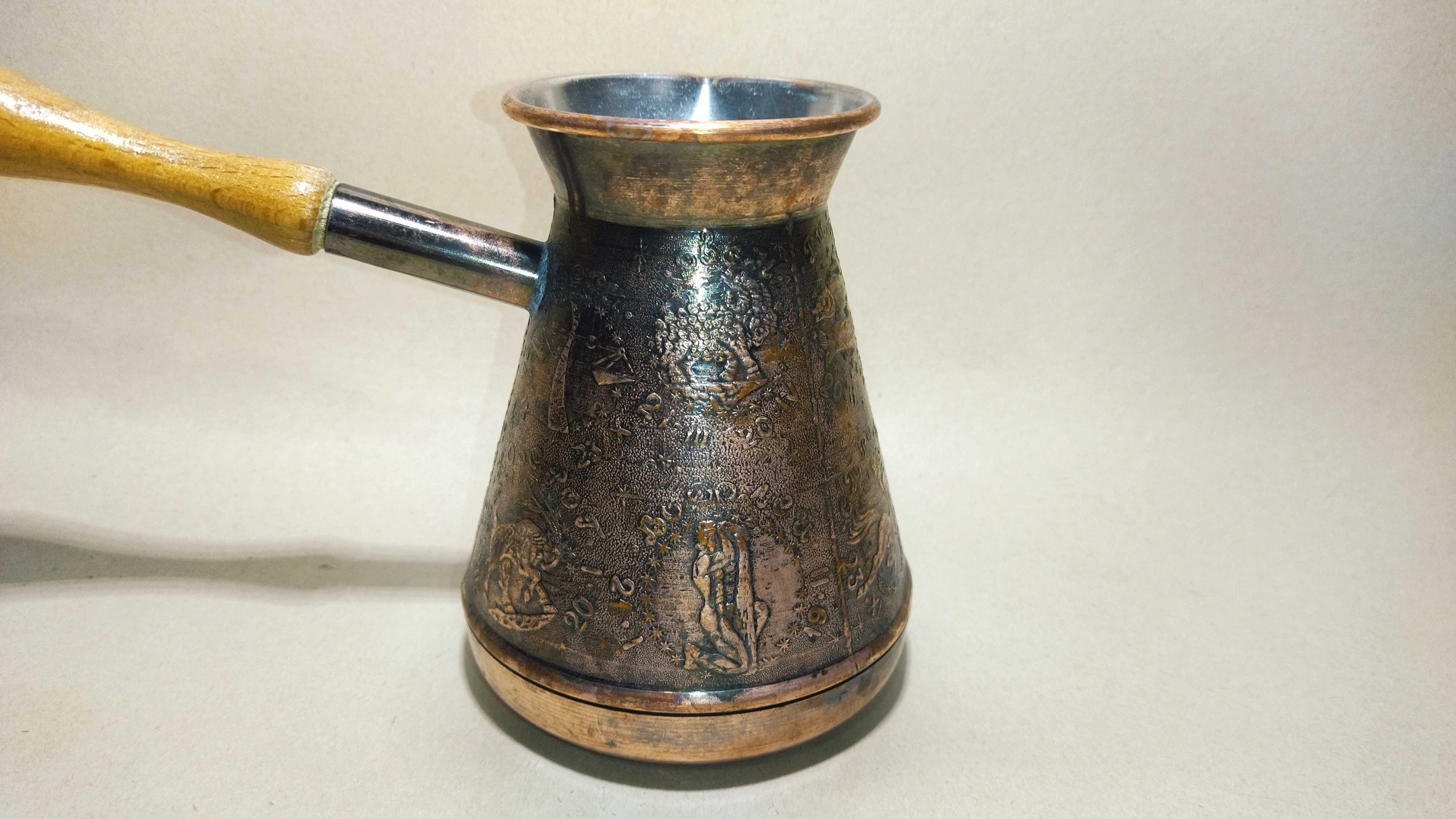 Никелированная медная турка для кофе, джезва, Кофеварка медная