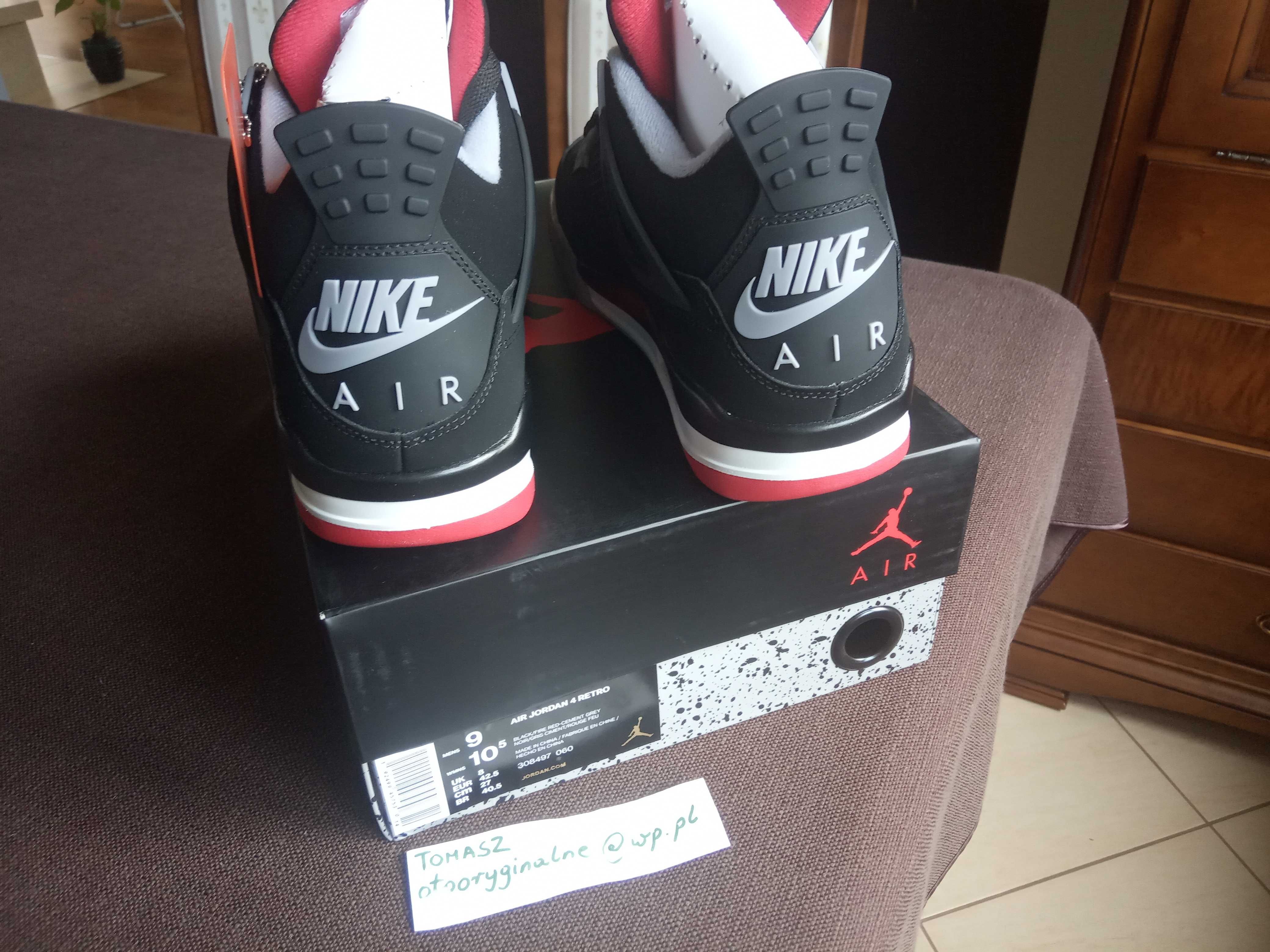 (r. 42,5- us 9) Nike Jordan 4 Retro Bred (2019) kod 308497,-060