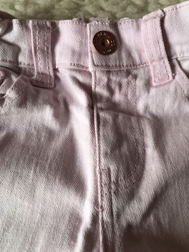 Rurki leginsy jeansowe rozowe przecierane 3/4 lata 104 DENIM