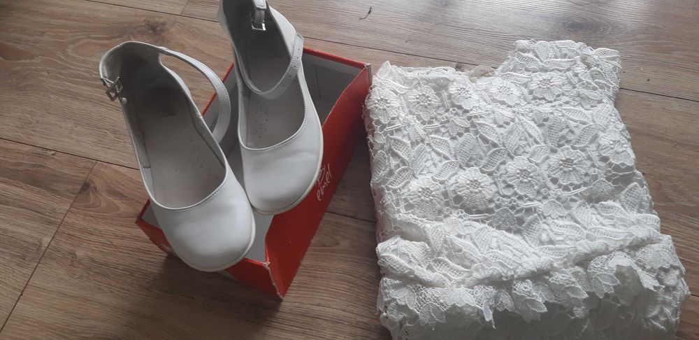 Komplet komunia Buty emel35  sukienka  koronka zara