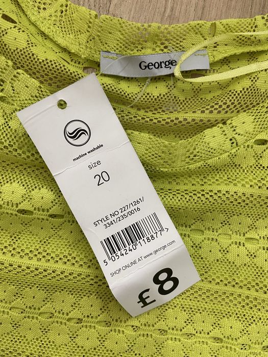 George 48 4XL zielona  limonka bluzka ażurowa narzutka nowa z metką