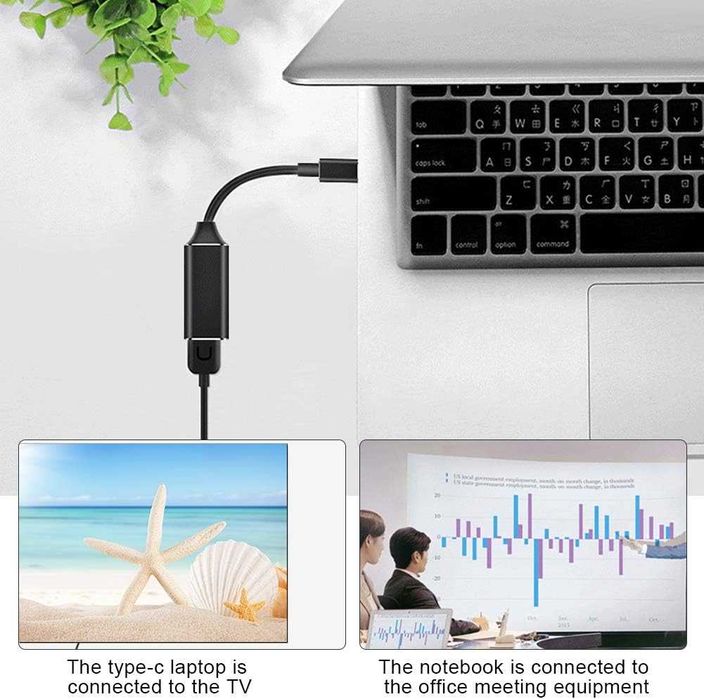 ASHATA USB-C typ C na HDMI Ekran projekcyjny
