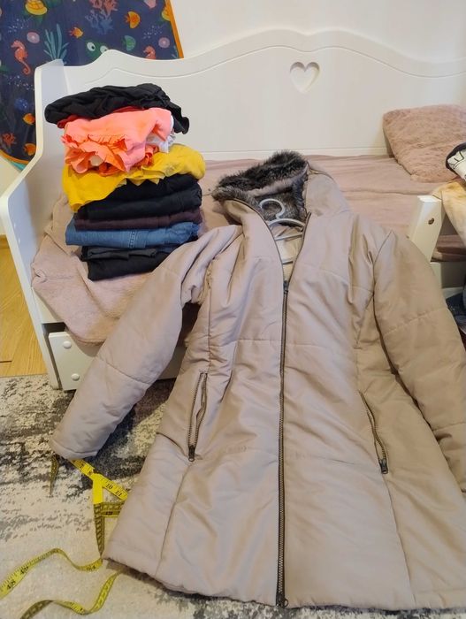 Paczka/zestaw ubrań ciążowych , kurtka , spodnie , bluzki