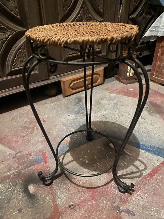 Suporte de vasos, Jardineira de palhinha e ferro