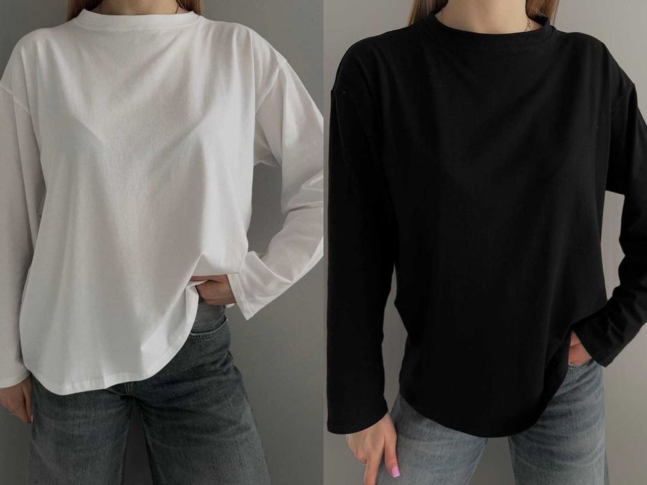 Жіночий лонгслів базовий гольф трикотажний лонг оверсайз