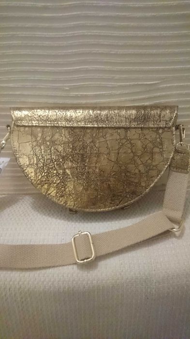 Nowa torebka CASSI włoska skórzana złota listonoszka
