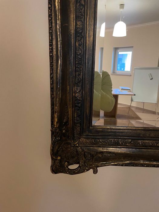 Espelho de Sala em Madeira Trabalhada com 13Cm de Perfil