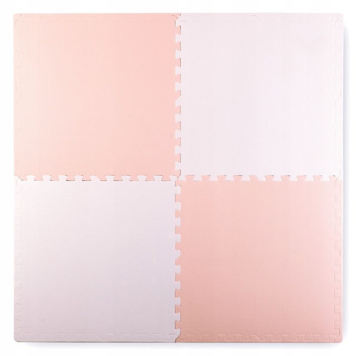 Duża Mata Piankowa Puzzle Piankowe 60x60 Cm 4 Szt. Ricokids Biało-różo