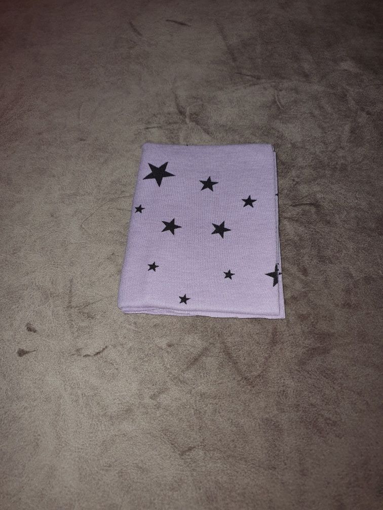 Новый детский шарф-хомут (снуд) нежного лилового цвета со звездами