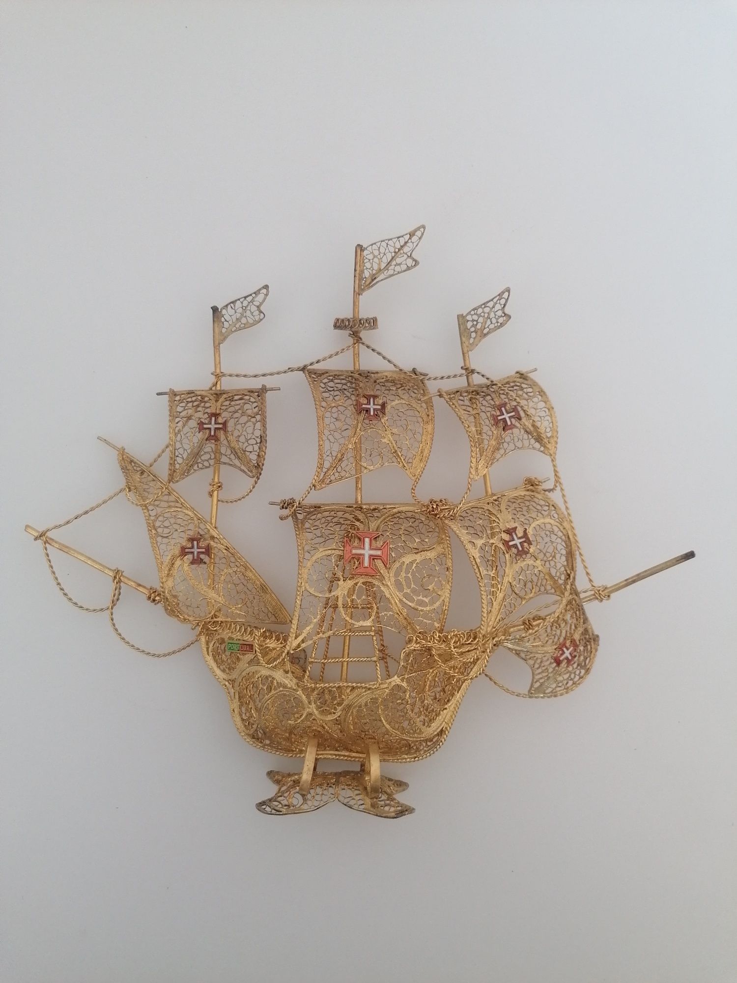 Caravelas Portuguesas - Artesanato Metal Dourado - Barcos Portugal