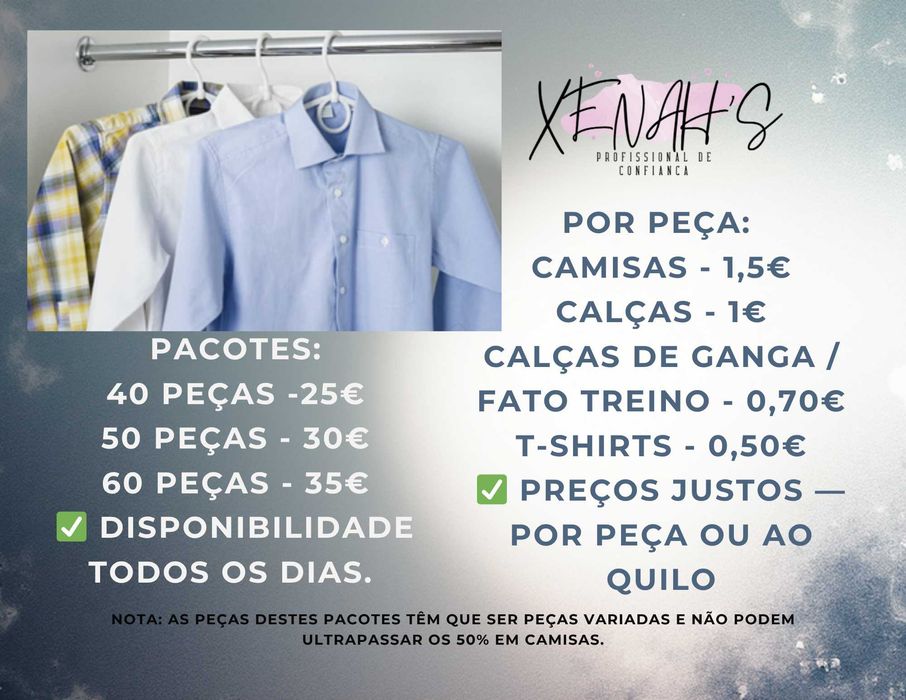 Passo a ferro com cuidado e rapidez - recolha e entrega disponível!