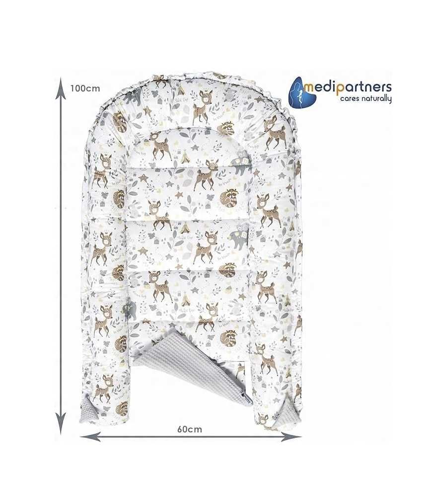 Dwustronny Kokon dla niemowląt 100% Bawełna 100x60x15cm Medi Partners