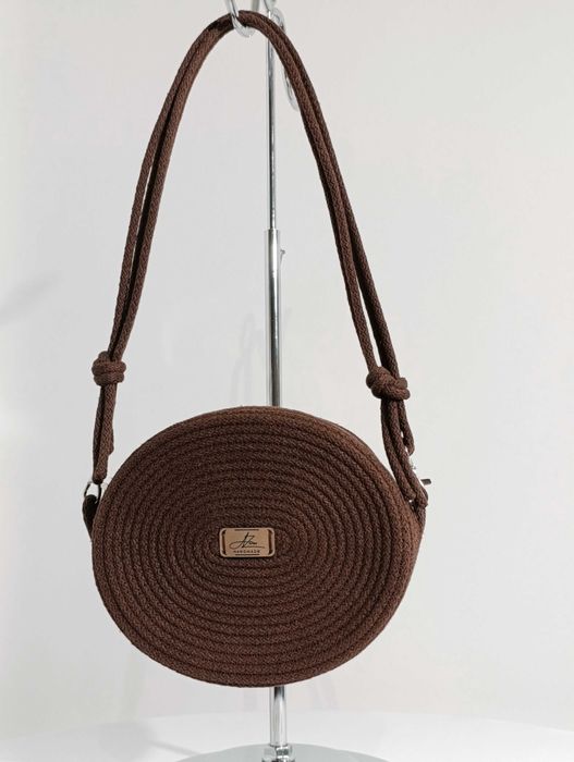 Torebka Damska ze Sznurka Bawełnianego Wera Rękodzieło Brąz