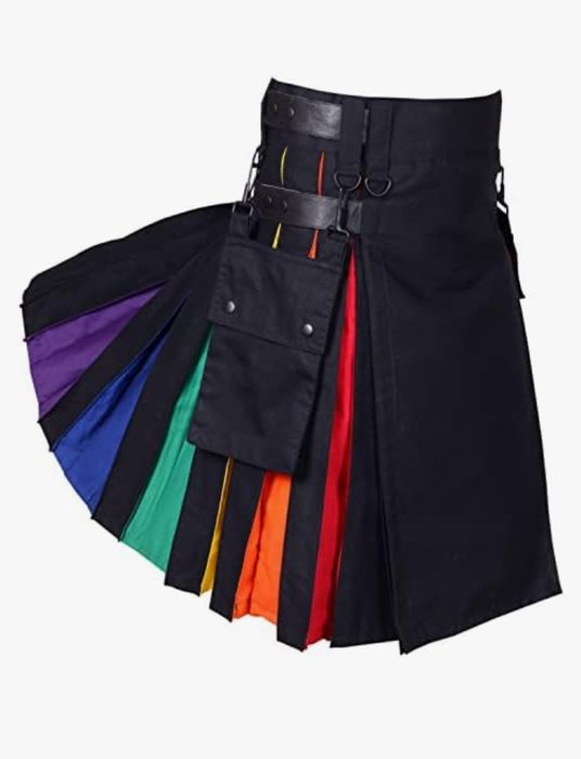 Kilty męskie w kolorach tęczy, kilt męski (40 cali - 101,6 cm)