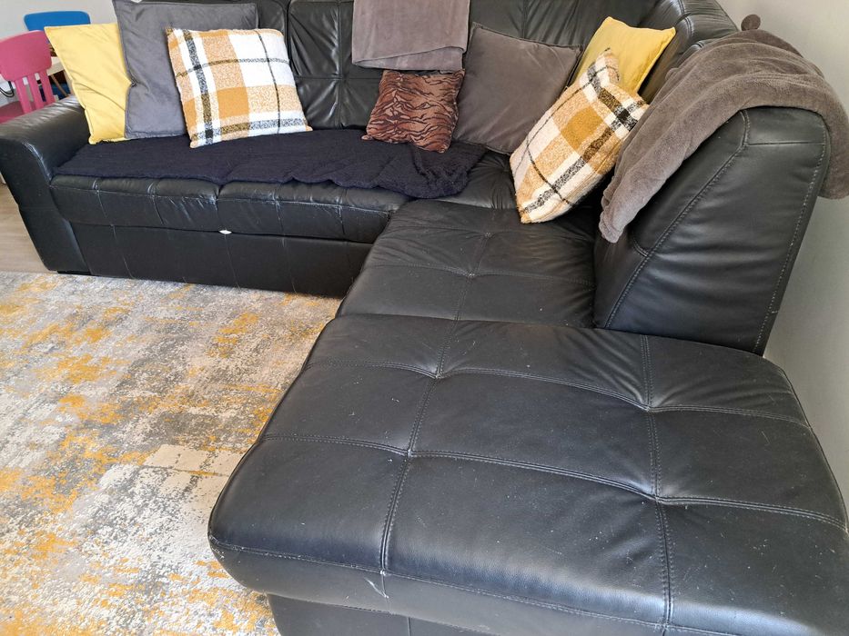 Sofá pele natural preta