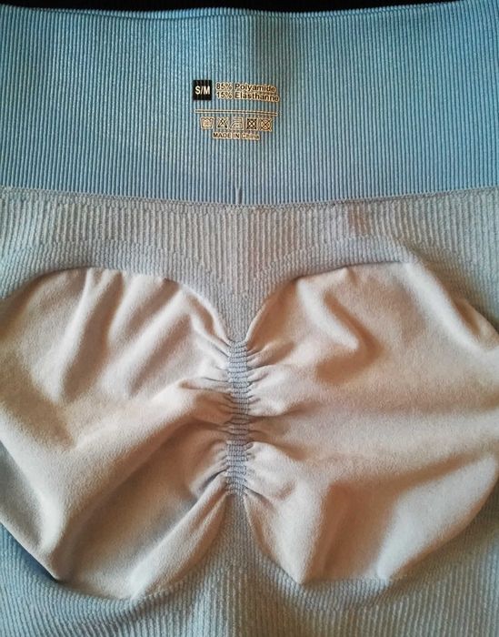 Spodenki damskie krótkie, prążek niebieskie z efektem Push-up