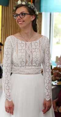 Suknia ślubna, boho, długi koronkowy rękaw, Elizabeth Passion, literaA