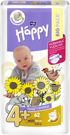 Подгузники детские Bella Baby Happy Maxi Plus 9-20 кг 62 шт