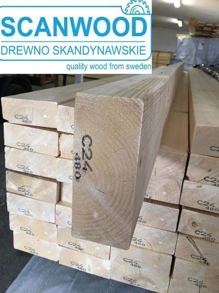Drewno C24 konstrukcyjne na Dom, Kantówka 45 x120, Szwedzkie