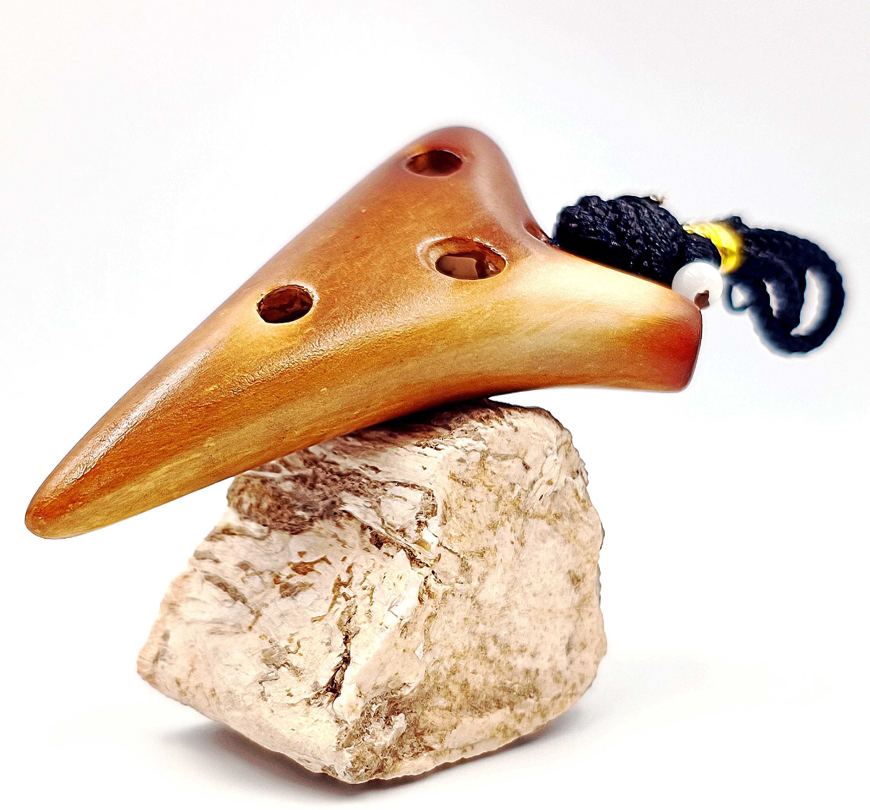 Mała mini okaryna instrument etniczny ludowy ocarina ceramika ładna