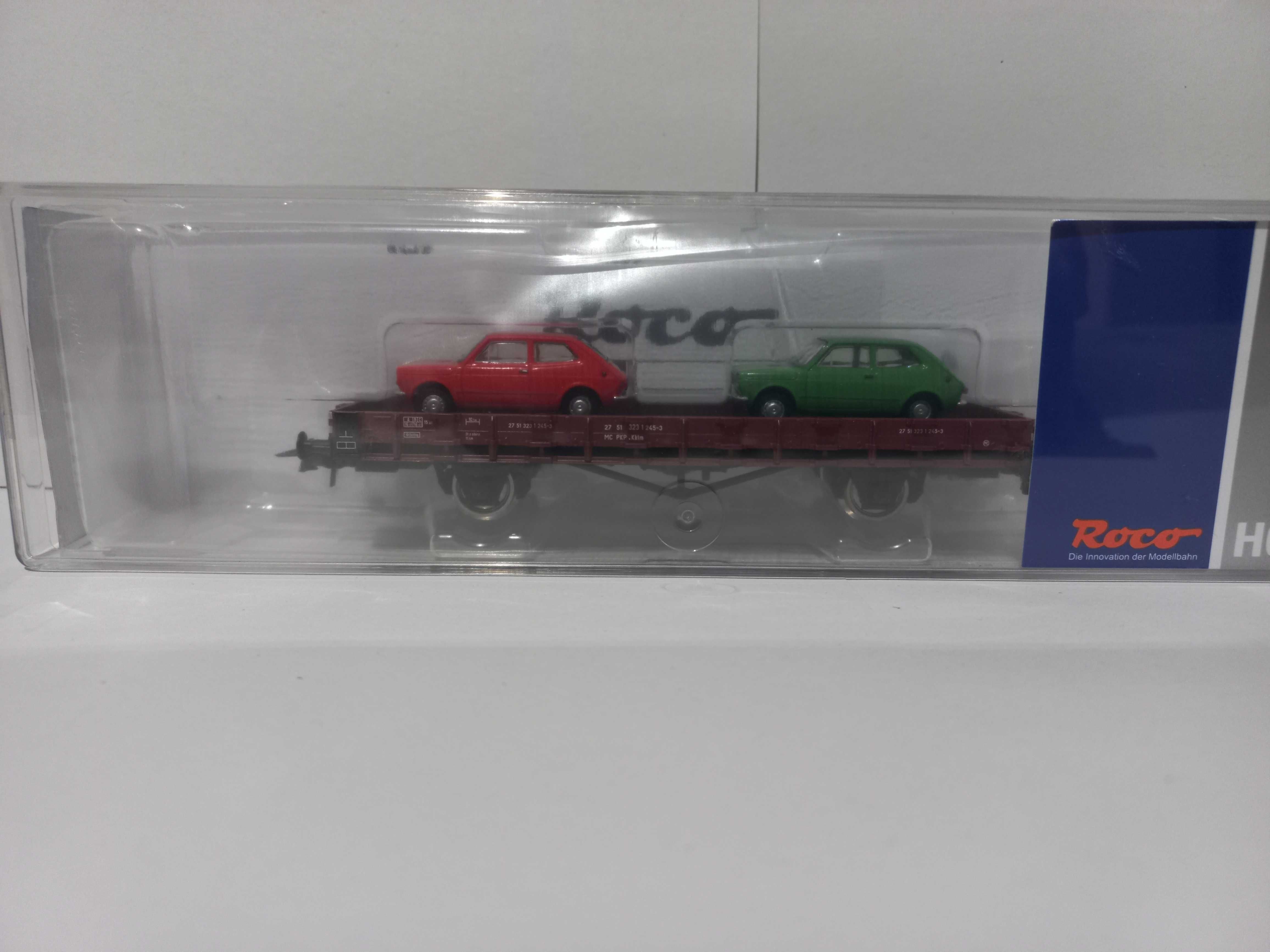 Fabrycznie nowy wagon platforma z samochodami PKP Roco 76764