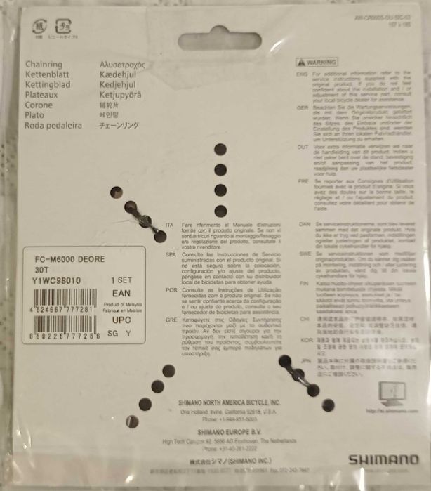 Tarcza zębatka mechanizmu korbowego 30T Shimano FC-M6000