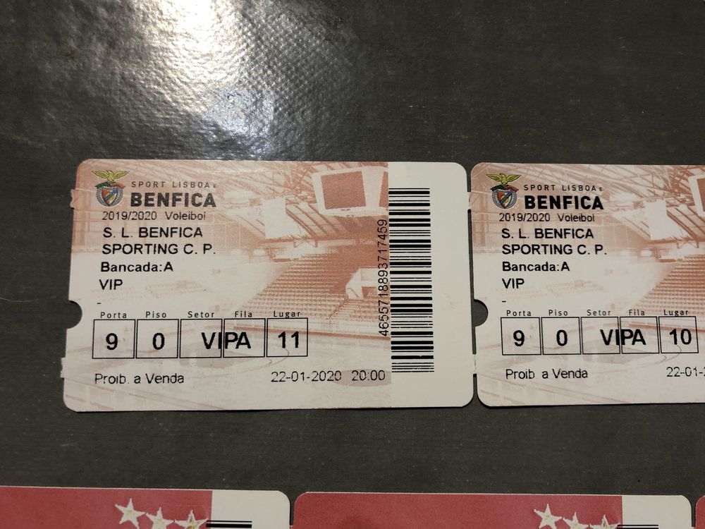 Bilhetes Benfica para colecao