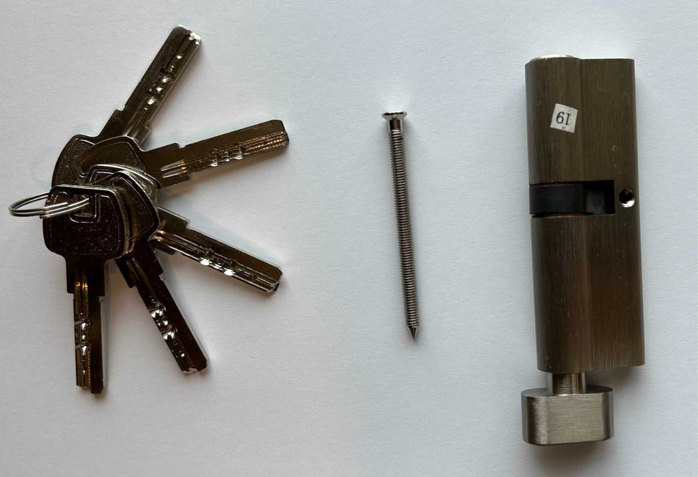 Fechadura 5 chaves porta canhão c/botão 6 pin Cilindro eur 90mm 50x40
