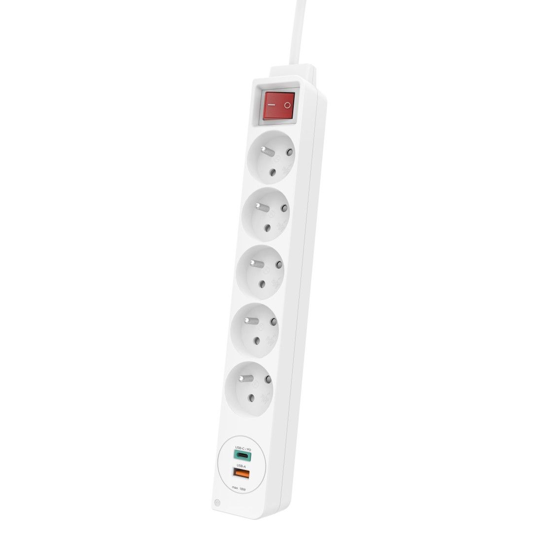 Hama - listwa zasilająca, przedłużacz, 5 gniazd, 2 x USB C/A - OUTLET