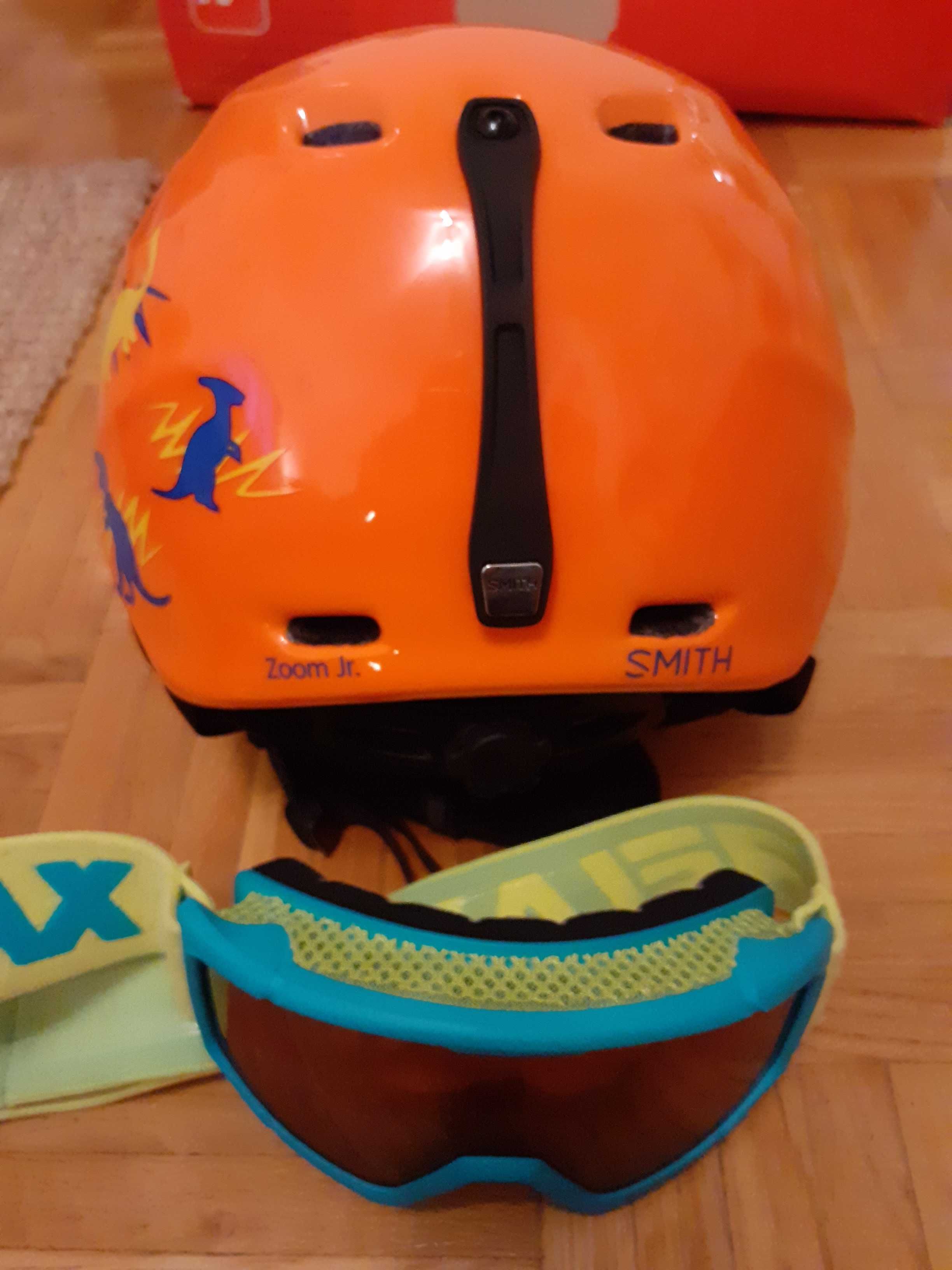 Kask narciarski  pomarańczowy SMITH JR + gogle RELAX
