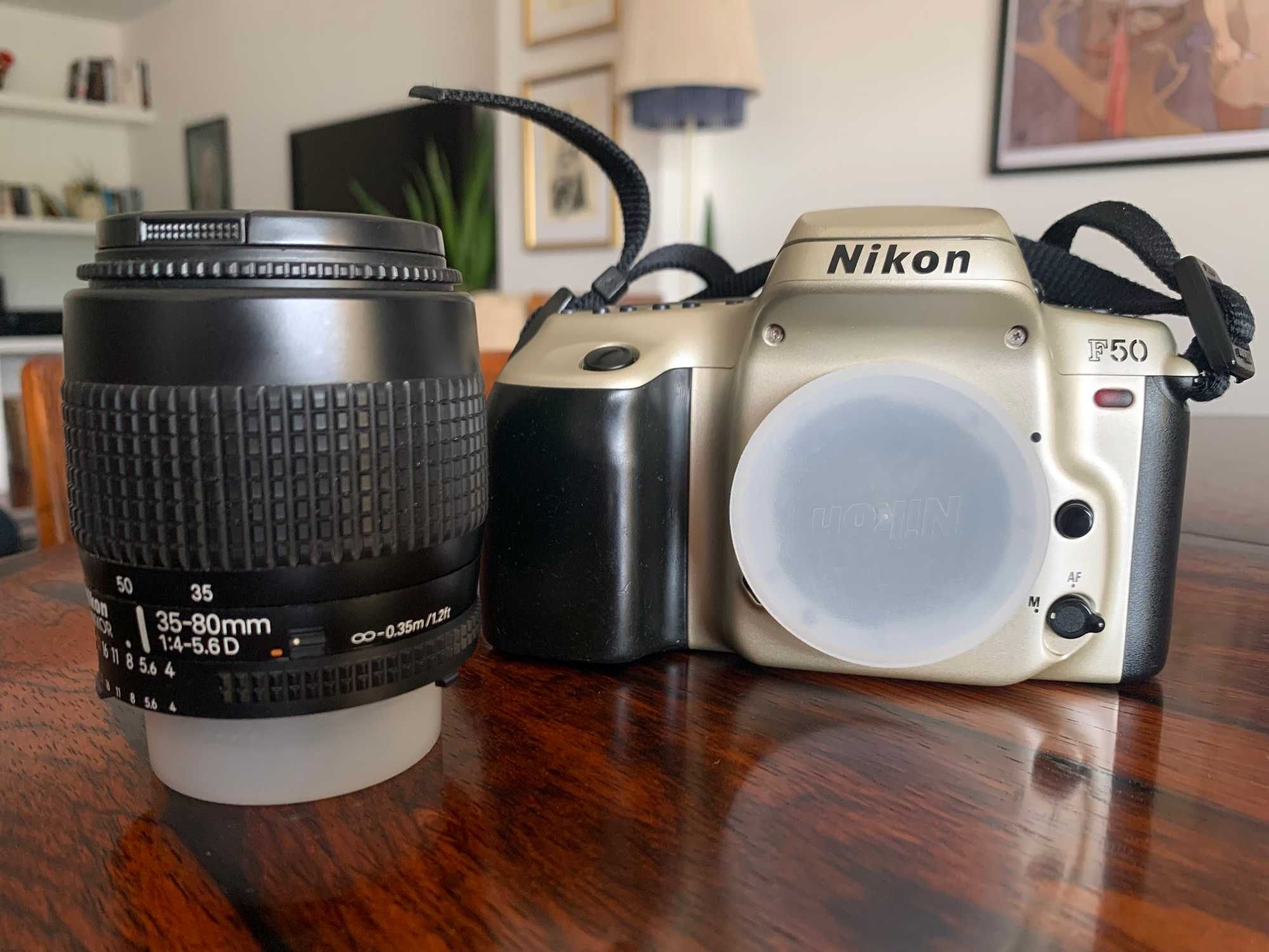 Nikon F50 cinza + lente 35-80mm Nikkor
